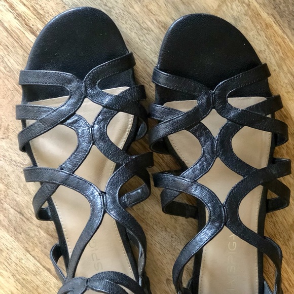 Via Spiga Black Leather Gladiator Sandals - Picture 3 of 5